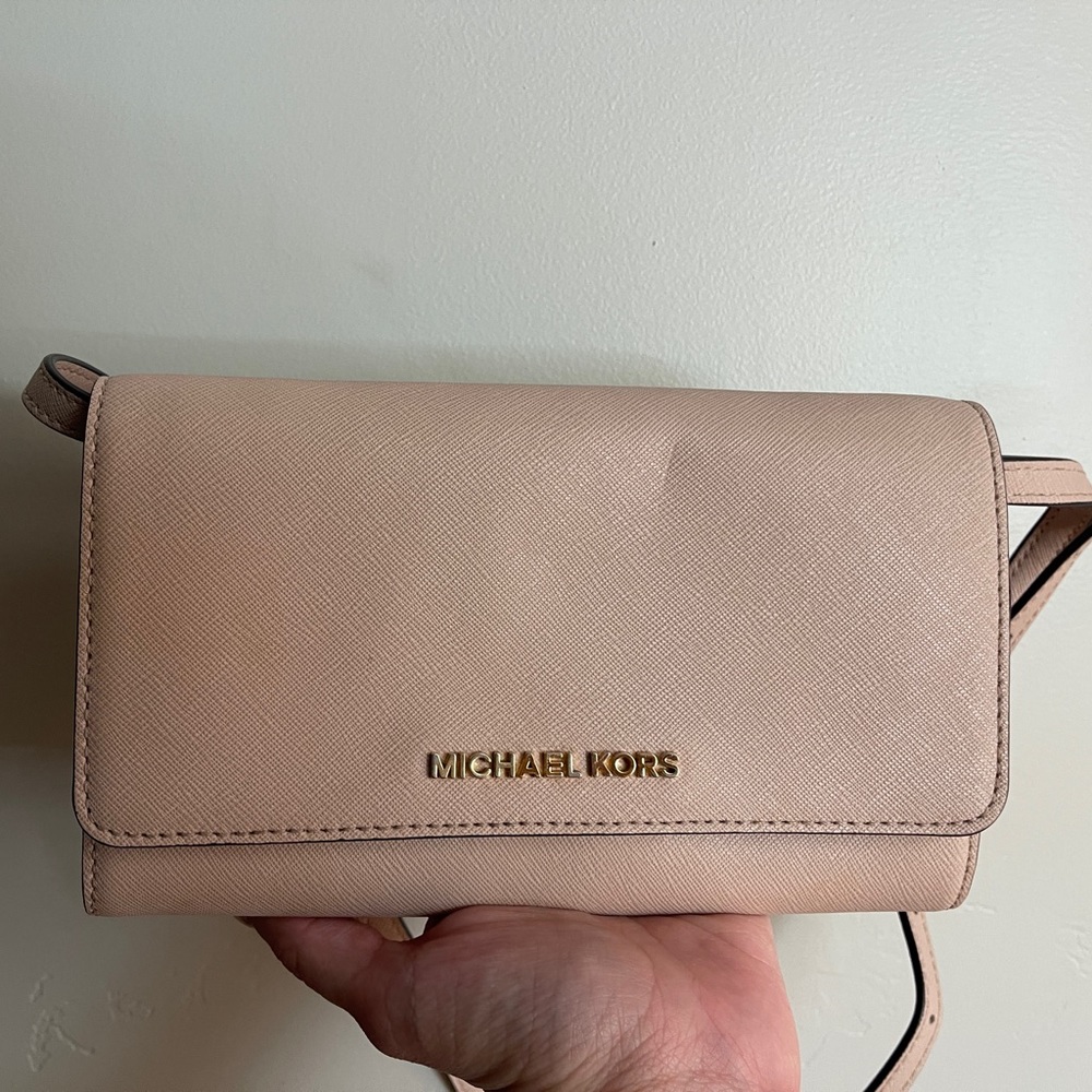 Michael Kora shoulder bag wristlet envelope clutch soft pink